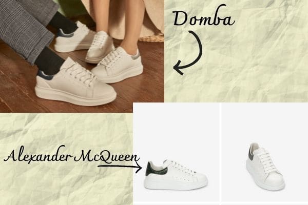 Giày Domba và giày McQueen có rất nhiều điểm giống nhau trong phong cách thiết kế và giao diện bên ngoài (Nguồn: Domba và Alexander McQueen)