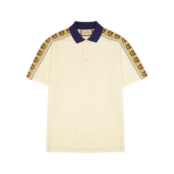 Gucci Cream GG-striped Cotton Polo Shirt ( Ảnh: Gucci )