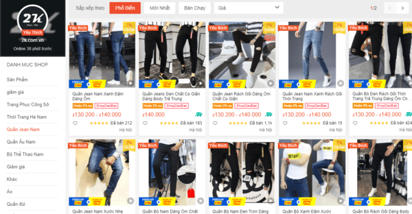 Shop2k bán quần jean trên shopee giá rẻ phù hợp với các bạn học sinh, sinh viên