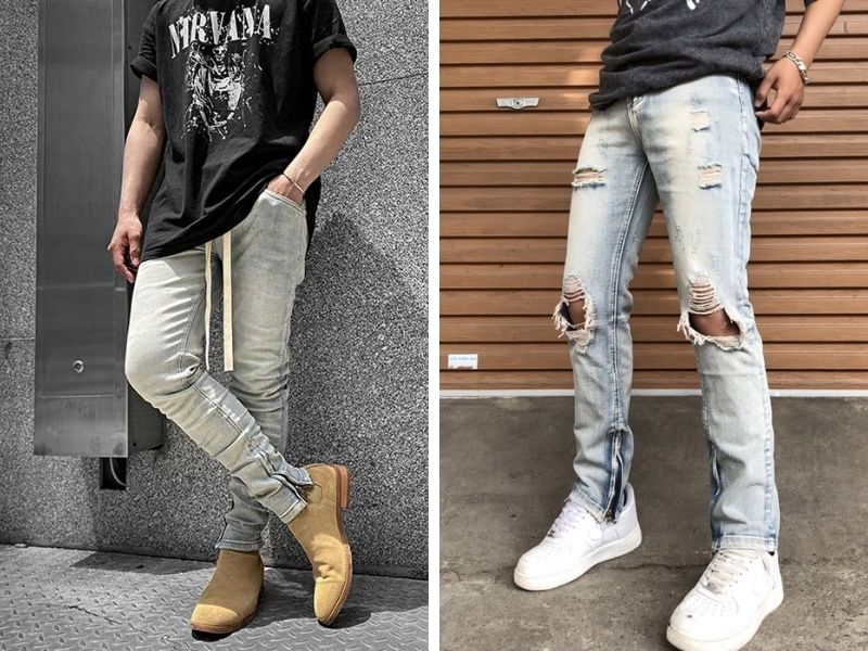 Quần jeans dài zipper - Mạnh mẽ, cá tính