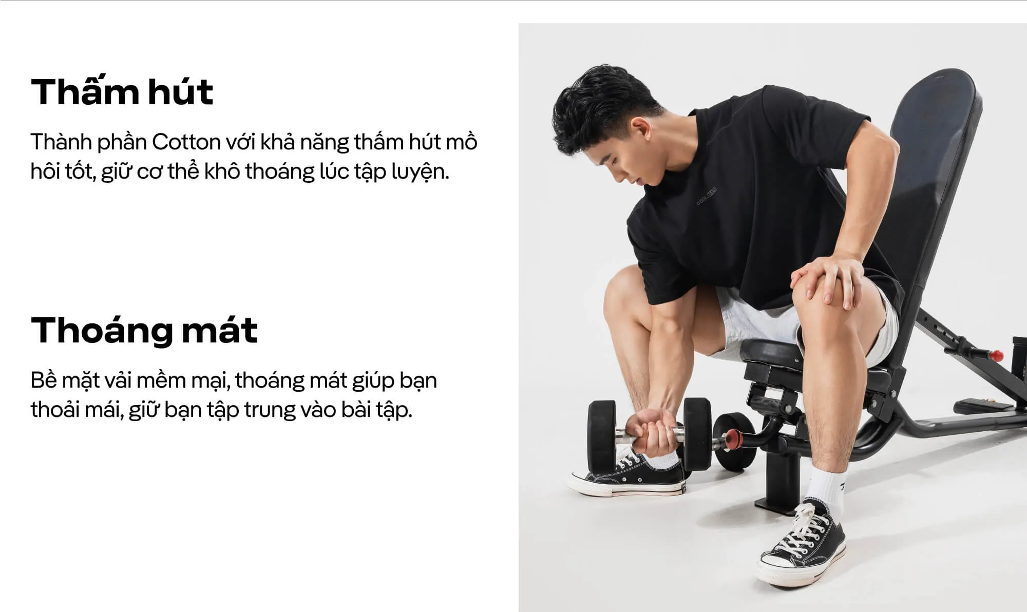 Tính năng thấm hút và thoáng mát của áo thun gym Coolmate