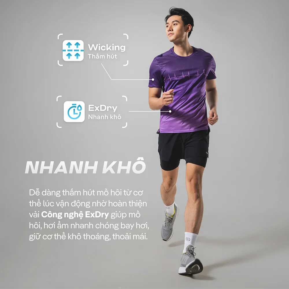 Chi tiết chất liệu vải áo chạy bộ nam, thoáng khí và nhanh khô vượt trội