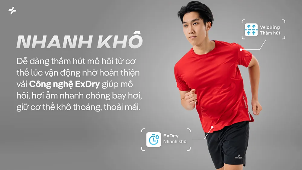 Người mẫu mặc áo thun chạy bộ Advanced Fast & Free V2, form regular fit, gọn gàng và thể thao