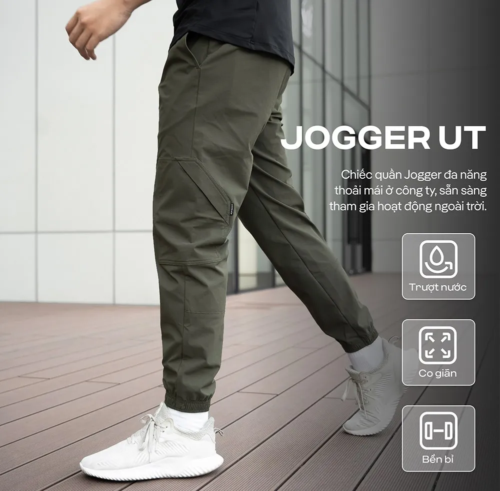 Quần Jogger Nam UT đa năng Coolmate được làm từ chất liệu pha 90% Polyamide và 10% Spandex dày dặn