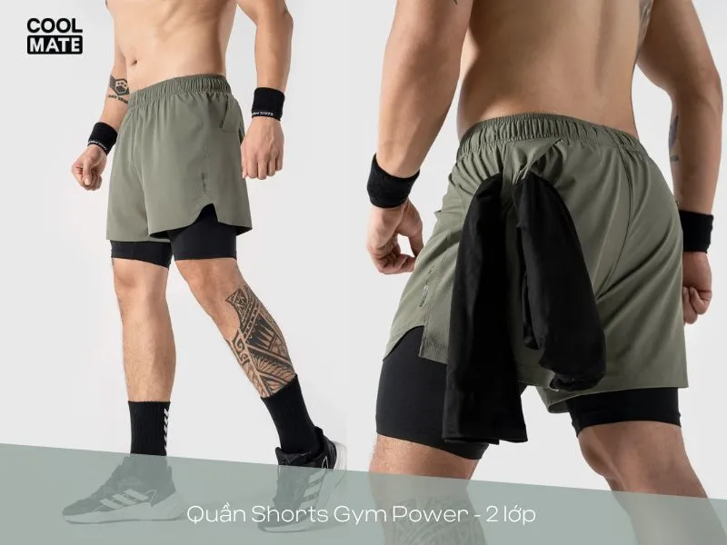 Quần Shorts Gym Power - 2 lớp Coolmate