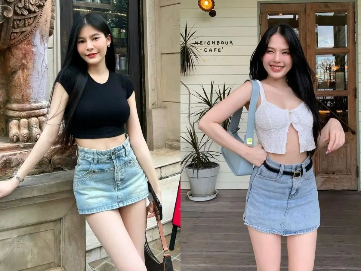 Mix cùng chân váy jeans cá tính