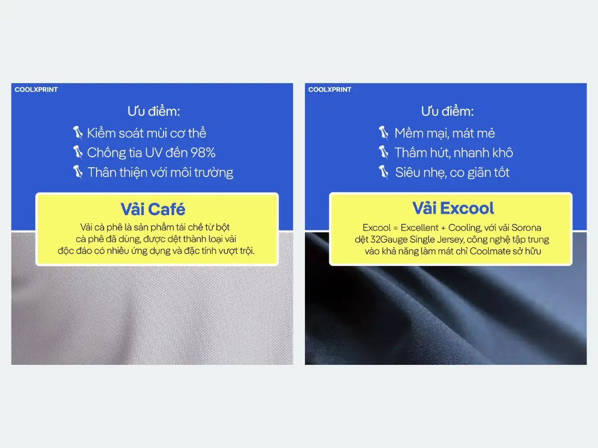 Tại Coolmate có nhiều loại vải công nghệ cao phù hợp để may áo polo thêu tên