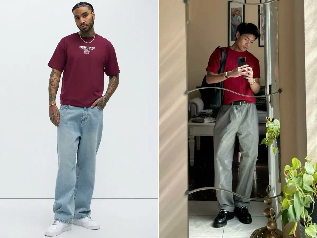 Vẻ ngoài trẻ trung, thú vị với đỏ đô và denim