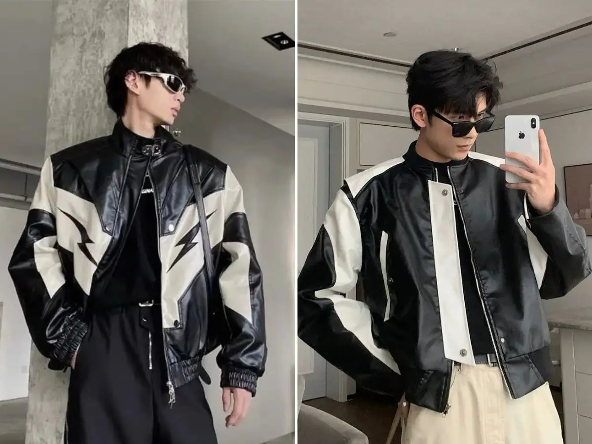 Kiểu áo da nam Racer Jacket