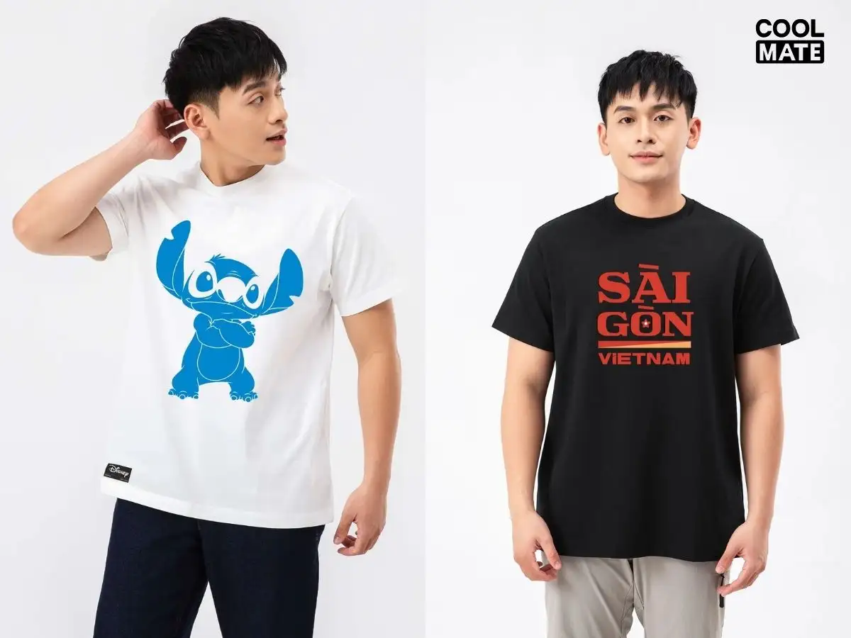 Mẫu áo thun nam với logo/hình ảnh lớn được in nổi bật ở giữa ngực, thu hút mọi ánh nhìn