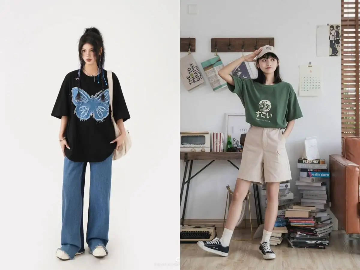 Áo thun unisex giúp các bạn nữ biến hóa nhiều phong cách