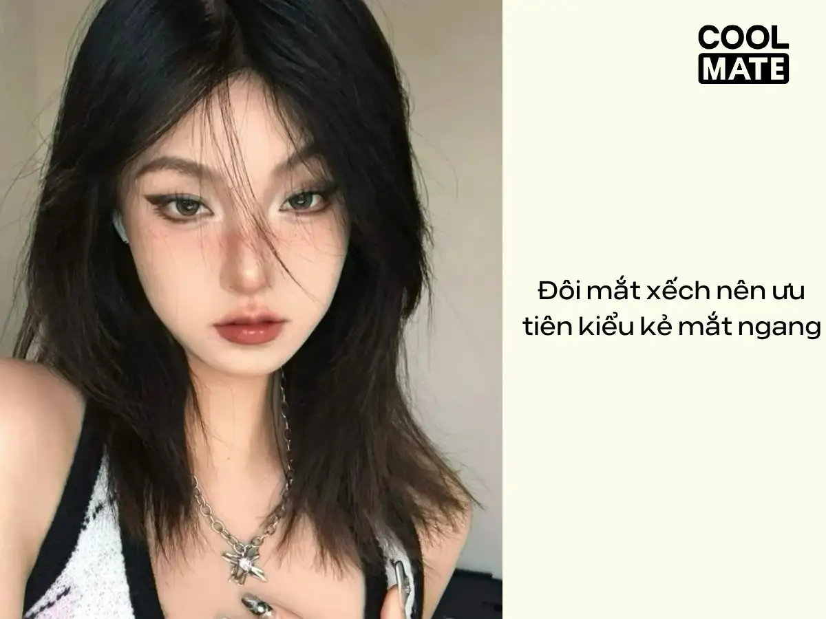 Mắt xếch cần tạo sự cân bằng từ những đường kẻ ngang