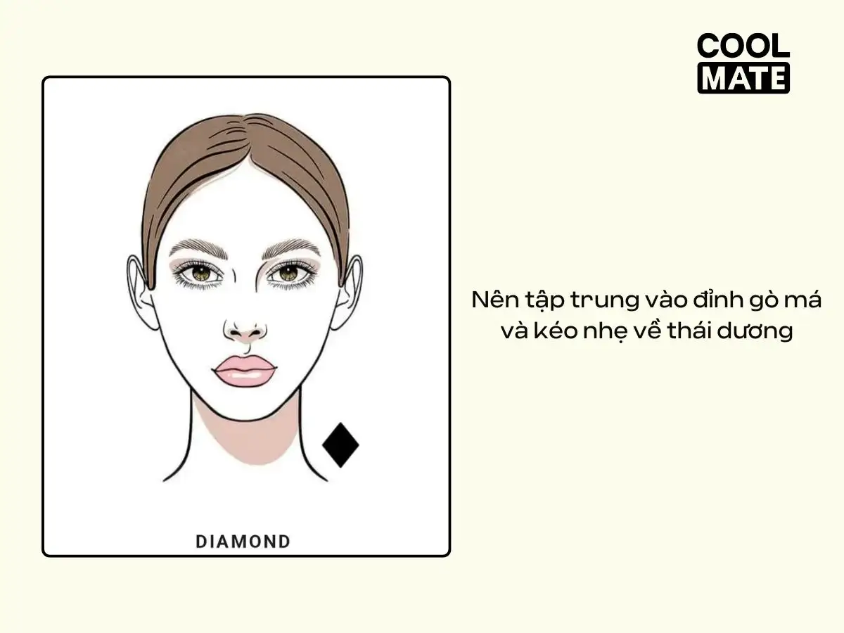 Cách đánh má hồng cho mặt kim cương