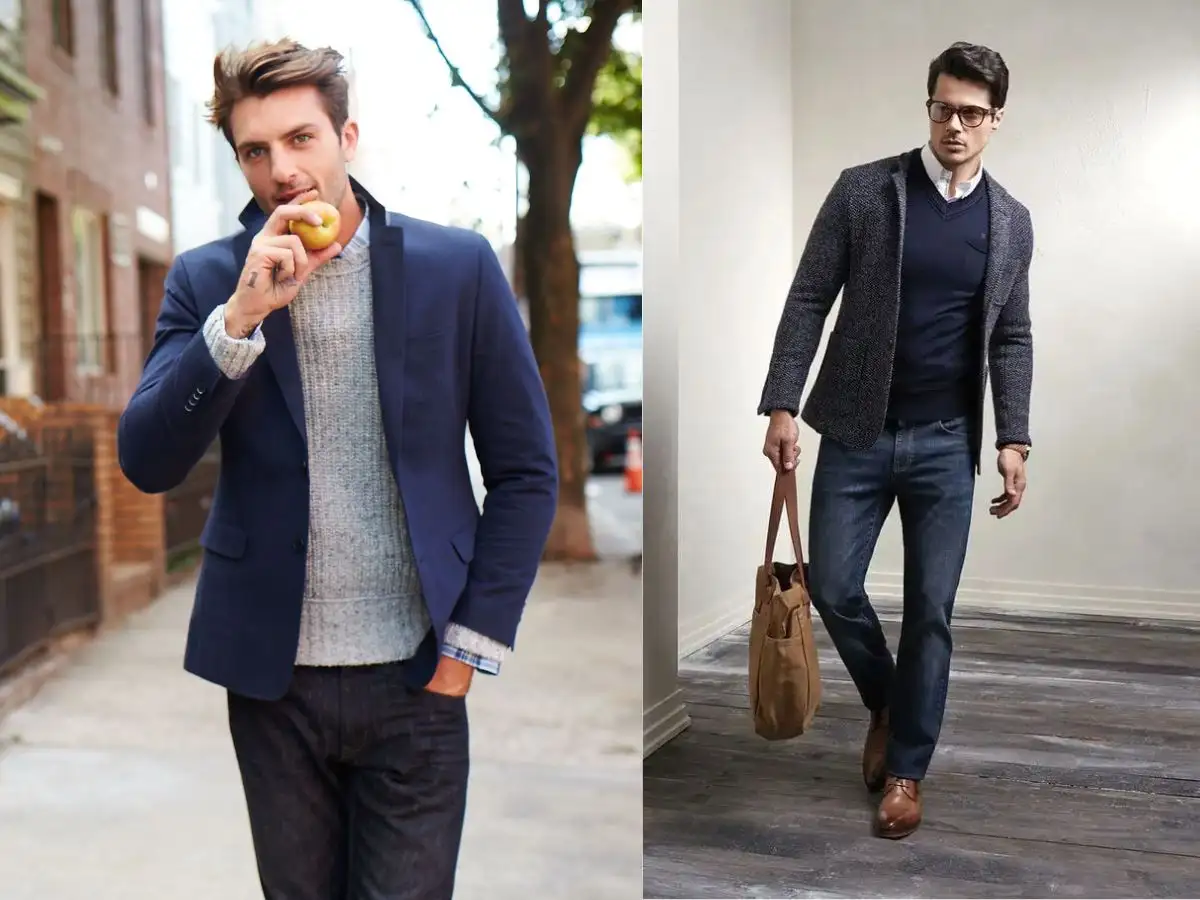 Phối sweater với áo blazer để hoàn thiện vẻ ngoài