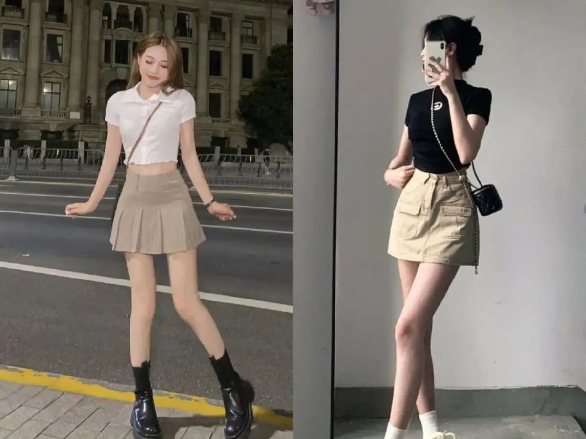 Phối croptop cùng chân váy ngắn trẻ trung giúp hack dáng