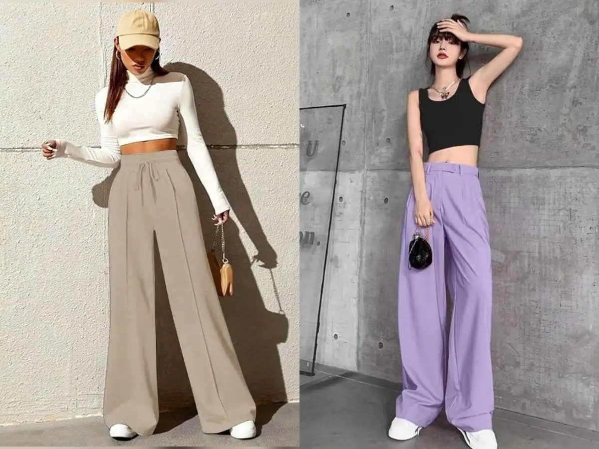 Kết hợp croptop với quần ống rộng hiện đại sành điệu