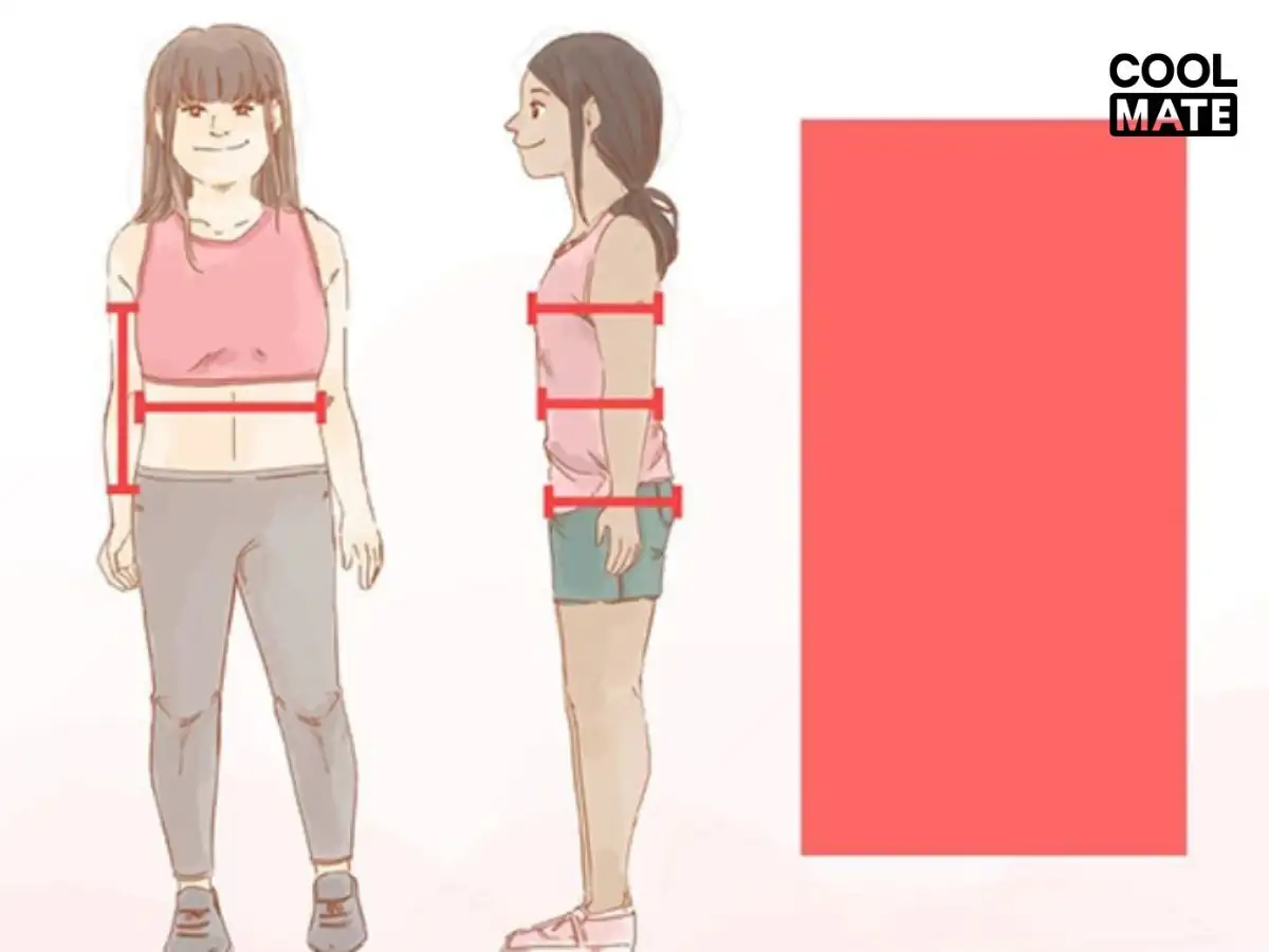 Dáng chữ nhật với số đo vai, eo, hông gần bằng, chọn áo tạo đường cong eo