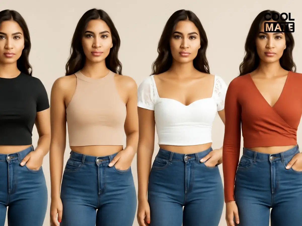 Gợi ý áo croptop cho dáng đồng hồ cát: ôm sát, đa dạng kiểu dáng, phối quần/váy cạp cao tôn eo