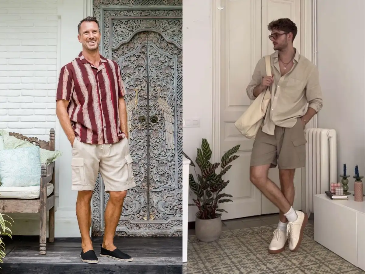 Quần short có túi hộp cũng là một lựa chọn tốt để tạo thêm khối cho phần thân dưới