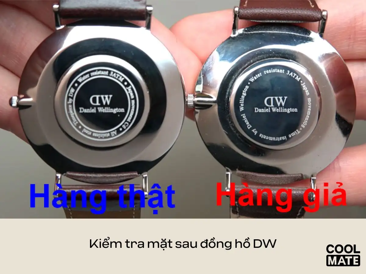 Kiểm tra mặt sau đồng hồ để phân biệt thật giả