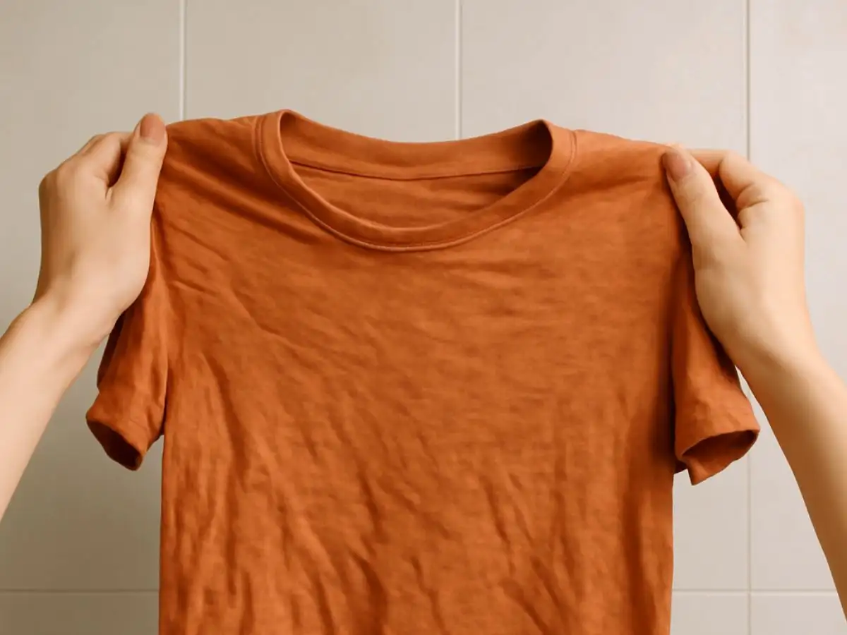Giũ nhẹ áo để giảm nhăn, định hình form