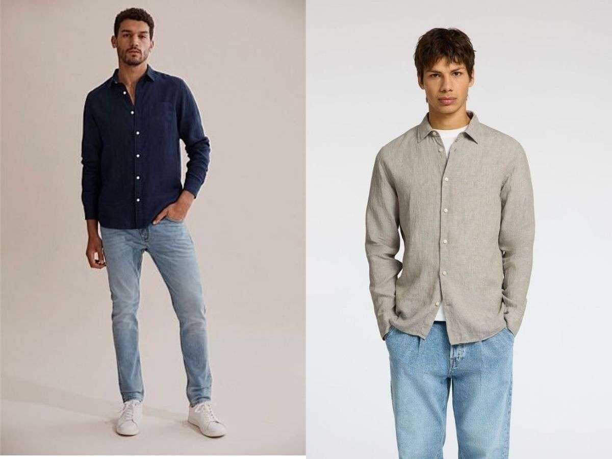 Trẻ trung kết hợp áo sơ mi linen với quần jean dài