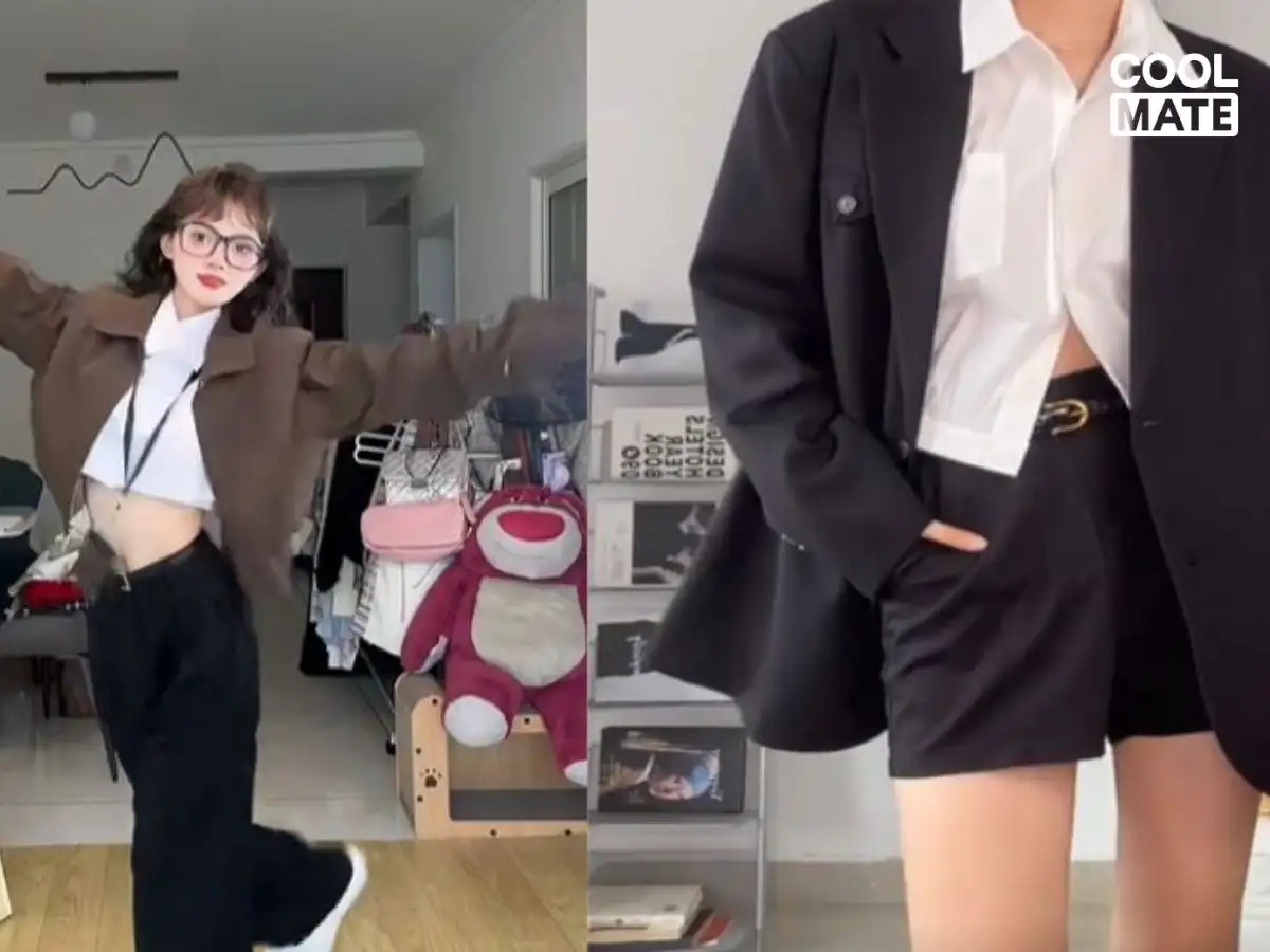 Các kiểu layering croptop với sơ mi oversize, blazer, cardigan
