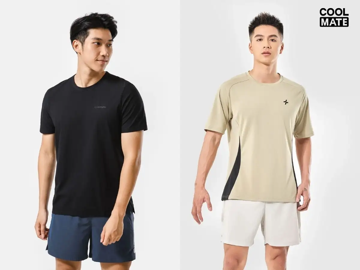 Cận cảnh logo thương hiệu được in sắc nét ở vị trí ngực trái trên áo thun nam, thể hiện sự chuyên nghiệp và dễ nhận diện