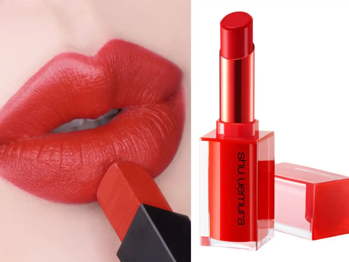 Các màu son đỏ cam đến từ nhà YSL và Shu Uemura