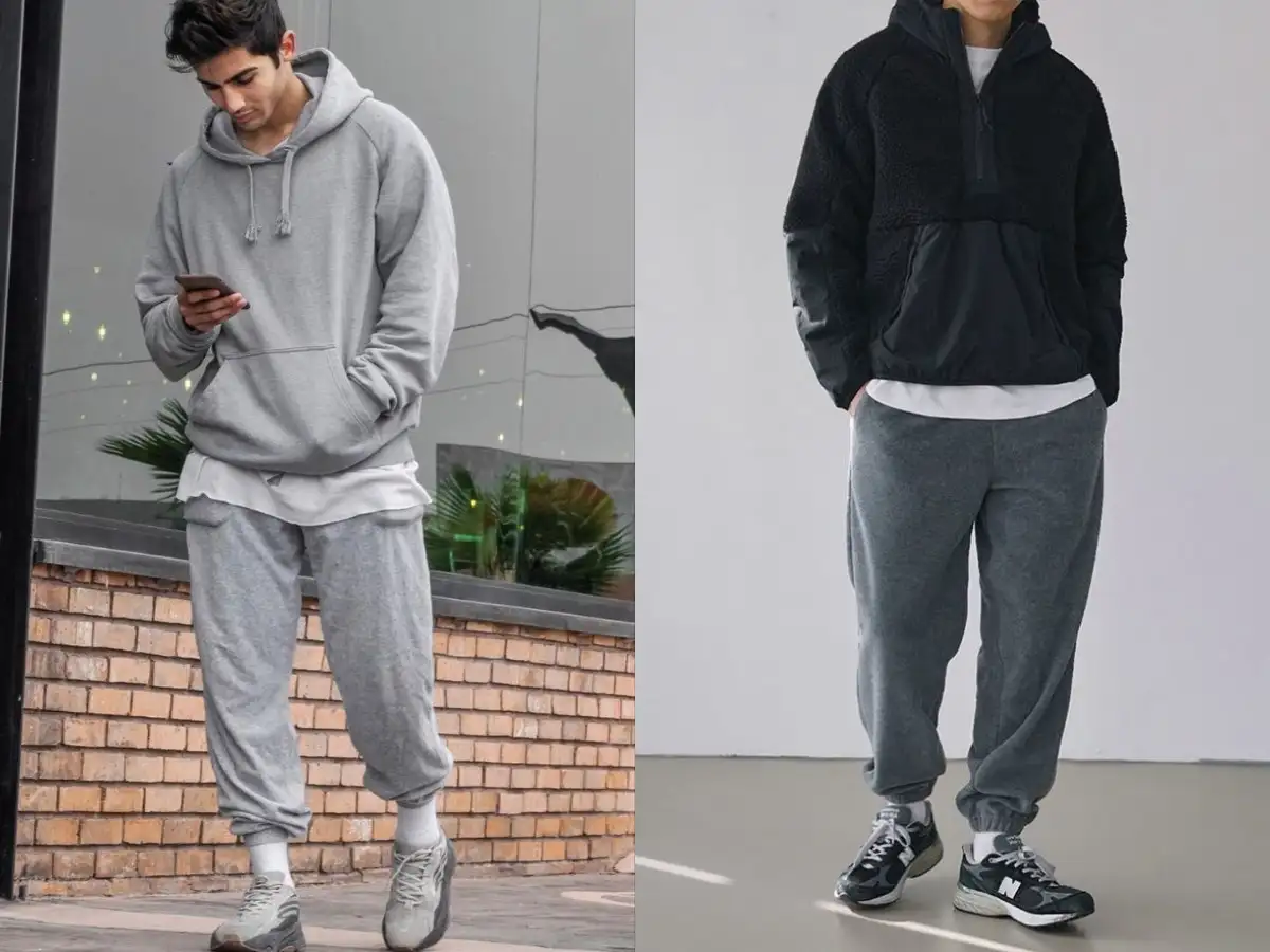 Áo thun trắng + hoodie zip + jogger – phối đồ áo thun trắng nam phong cách athleisure