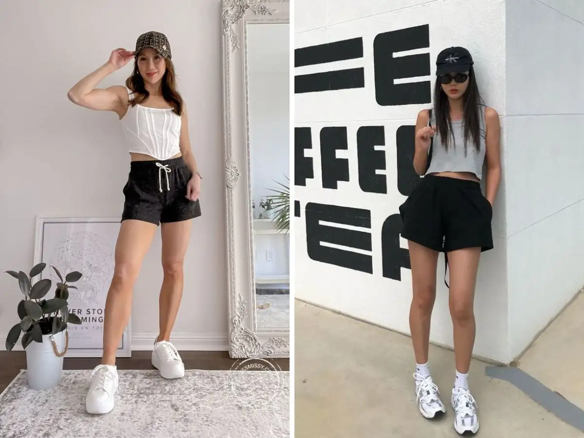 Vào mùa hè, phối quần short với áo crop top hoặc áo hai dây là cách tuyệt vời để khoe eo thon, tạo vẻ năng động và gợi cảm
