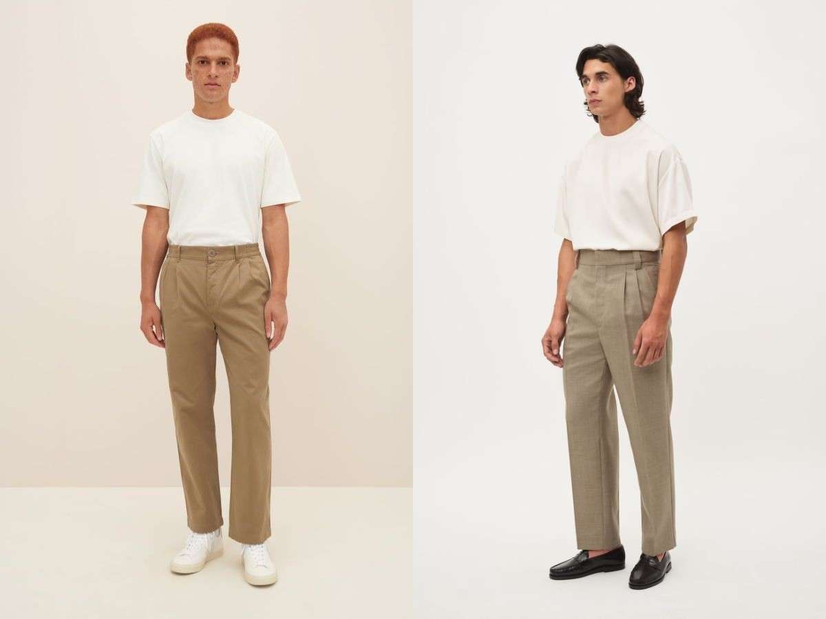 Mix áo thun trắng và quần chinos be, set đồ sáng sủa, thanh lịch