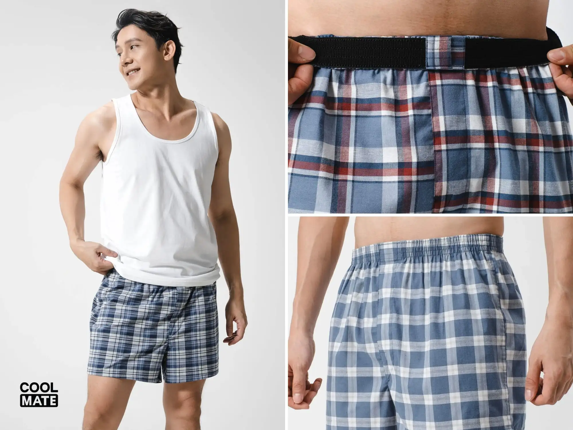 Quần Shorts nam kẻ sọc Basics