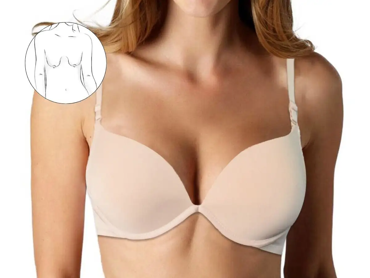 Dáng ngực hình giọt nước có phần trên thon gọn trong khi phần dưới đầy đặn