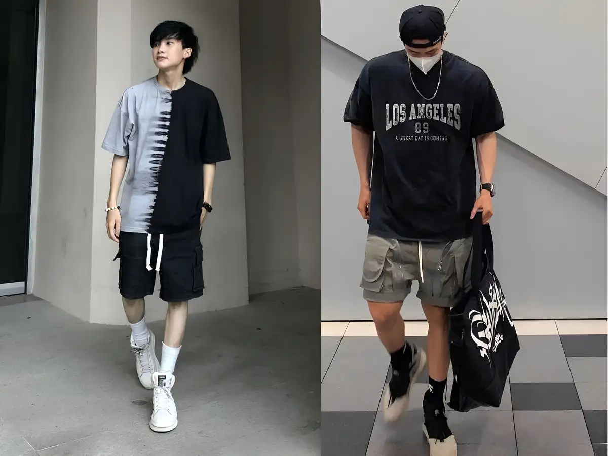 Phối áo wash local brand phối cùng quần short thoải mái