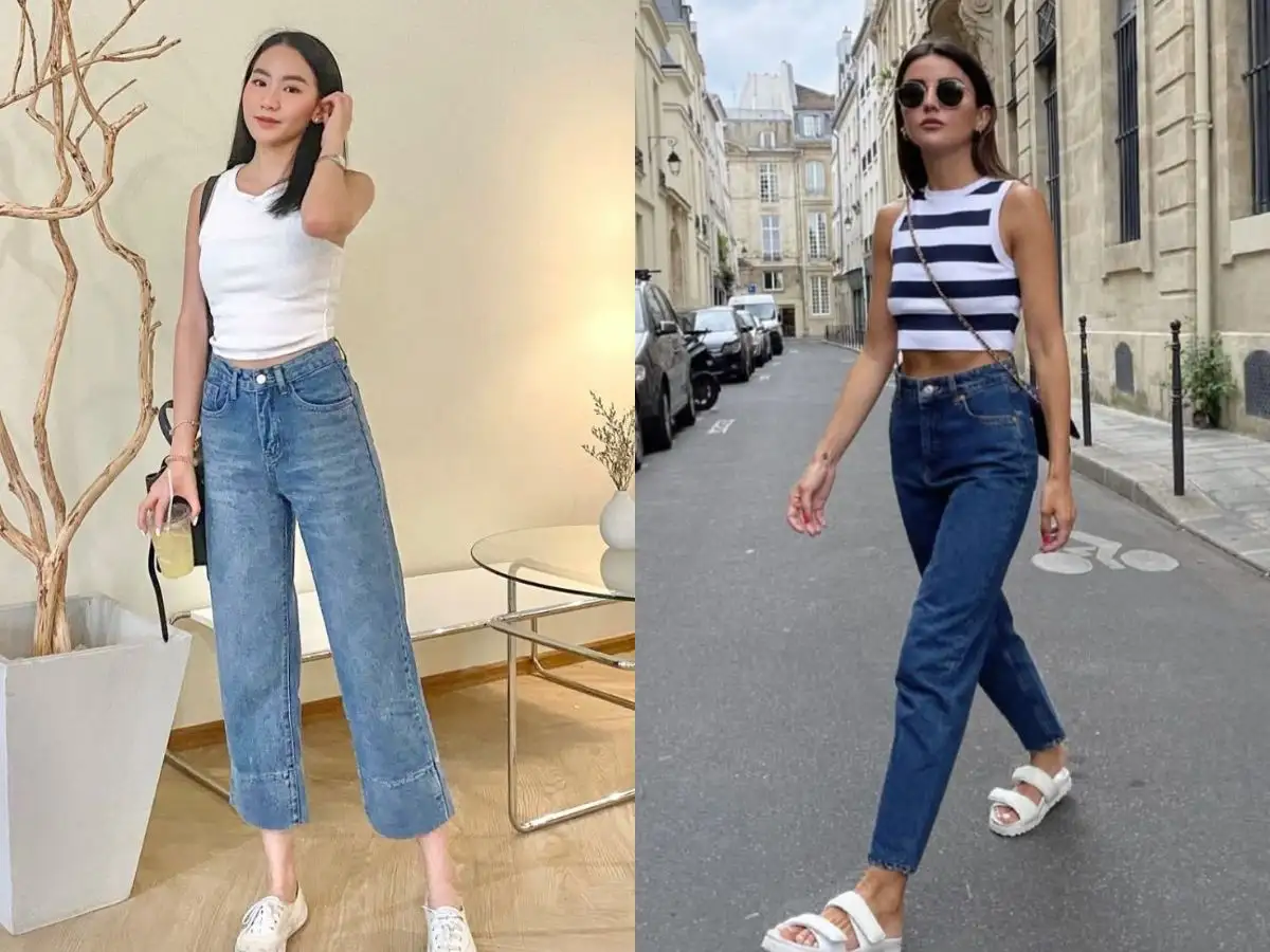 phối cùng áo croptop giúp tôn eo, hack dáng hiệu quả
