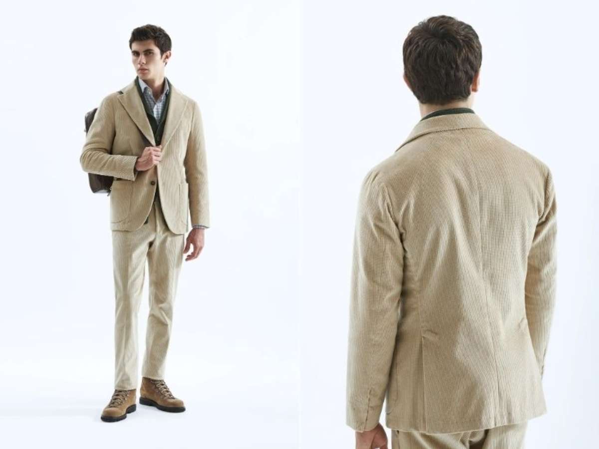 Phối suit nhung tăm với áo khoác ngoài giúp giữ ấm trong ngày đông giá rét
