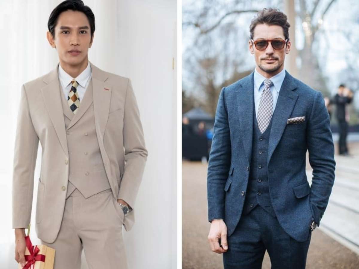 Phối đồ suit nhung tăm với áo gile độc đáo 