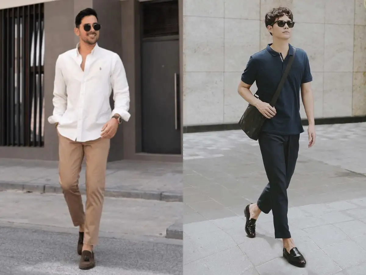Phối Loafer với quần kaki trẻ trung, hiện đại