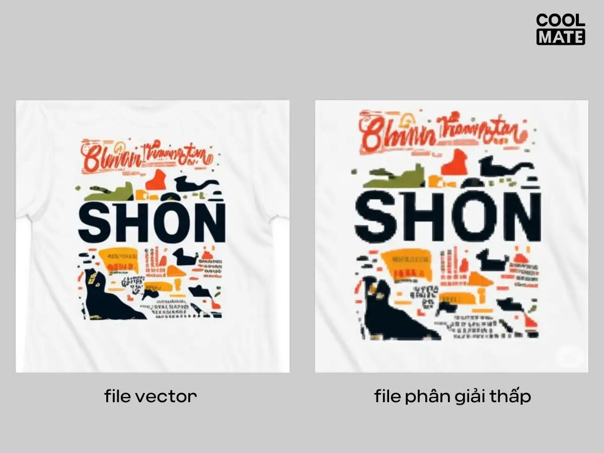 So sánh logo từ file vector sắc nét và file ảnh độ phân giải thấp bị vỡ hạt