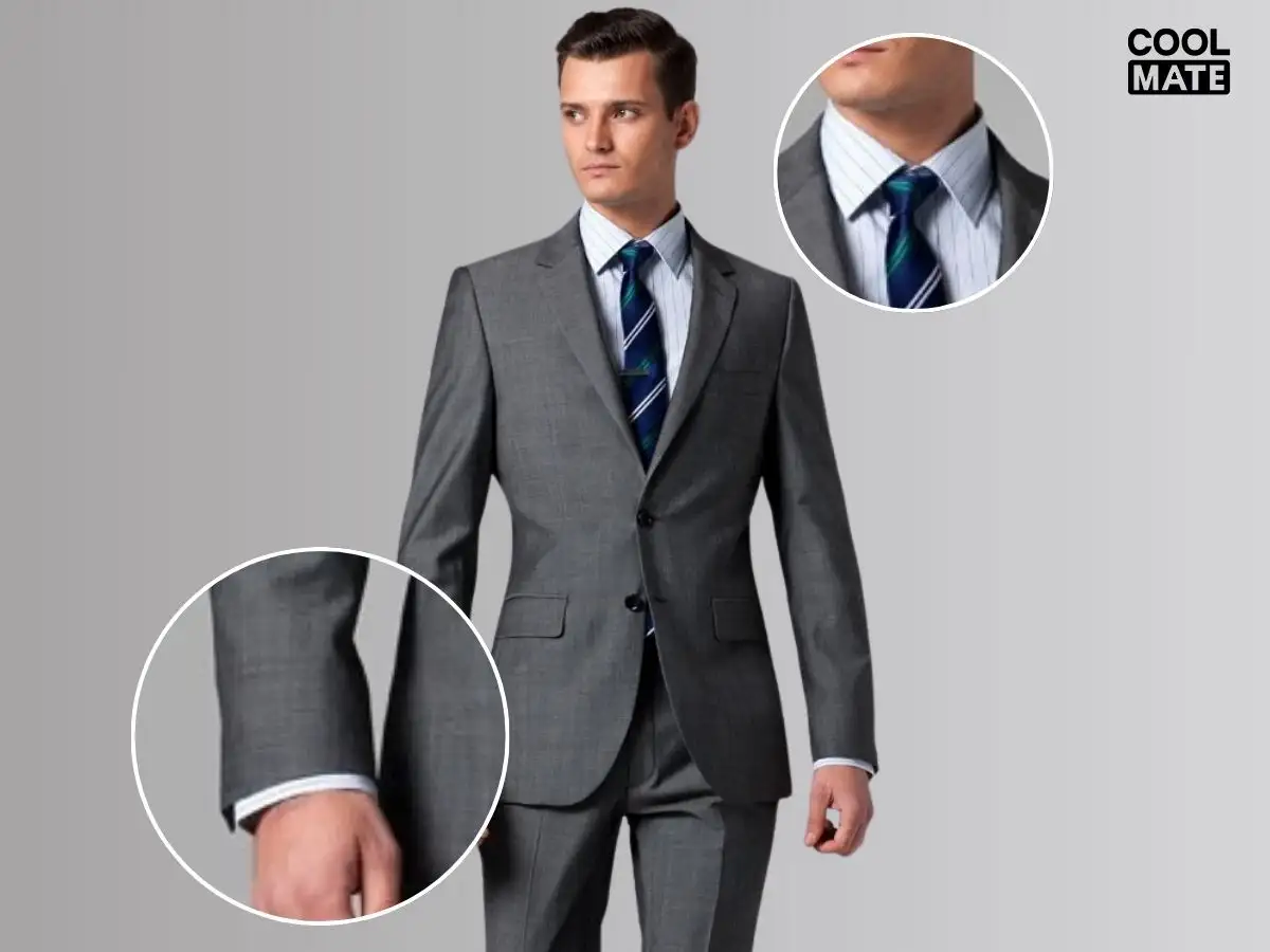 Độ dài tay áo và cổ áo sơ mi lộ ra khỏi áo vest một cách tinh tế