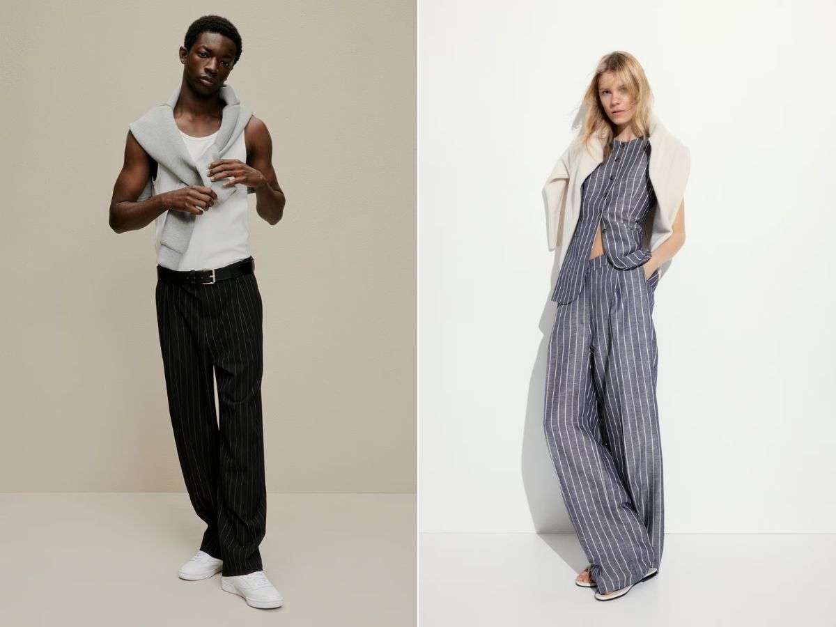H&M có nhiều mẫu quần tây sọc dọc cho cả nam và nữ