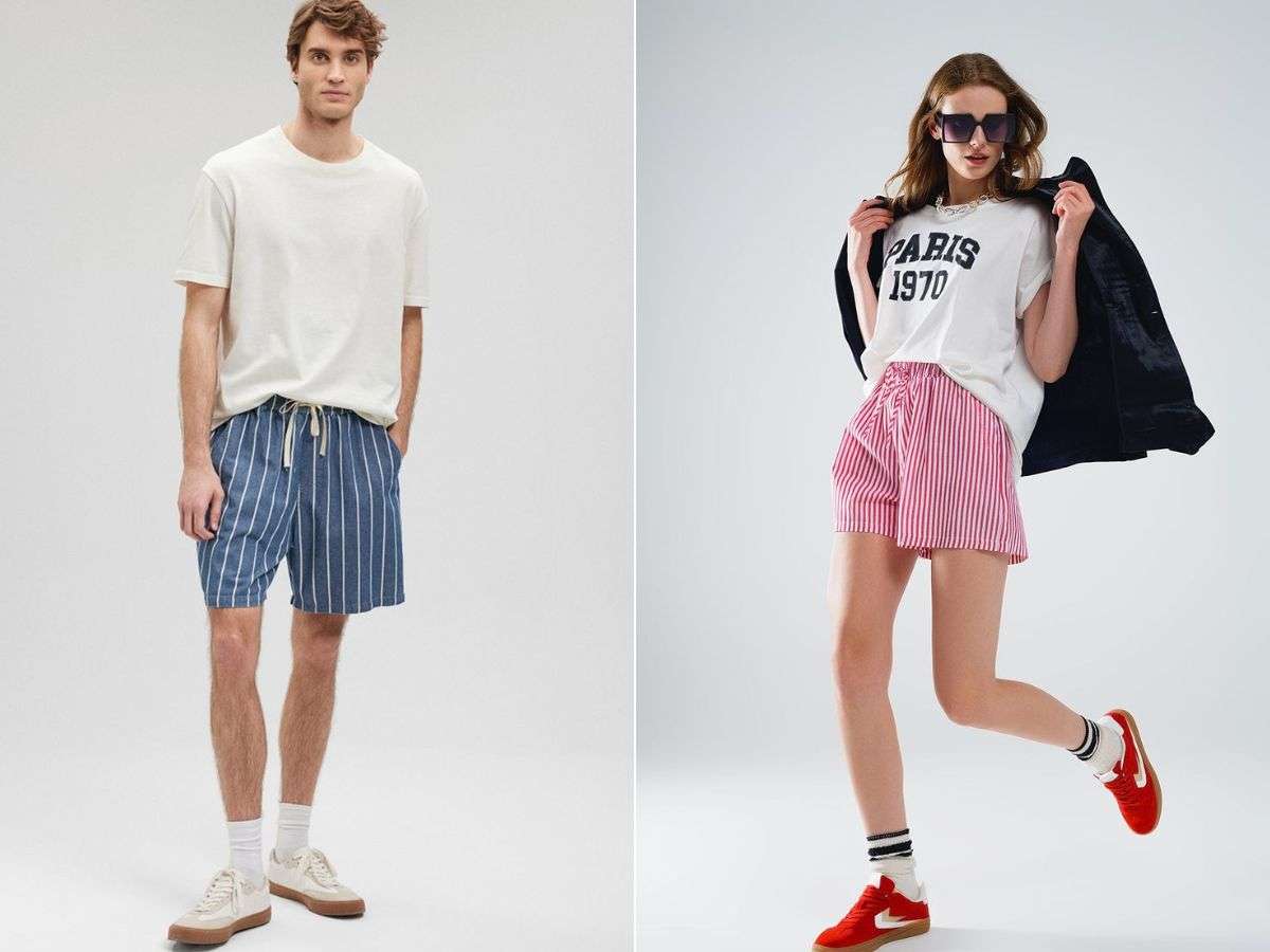 Phối đồ mùa hè mát mẻ với quần short sọc dọc