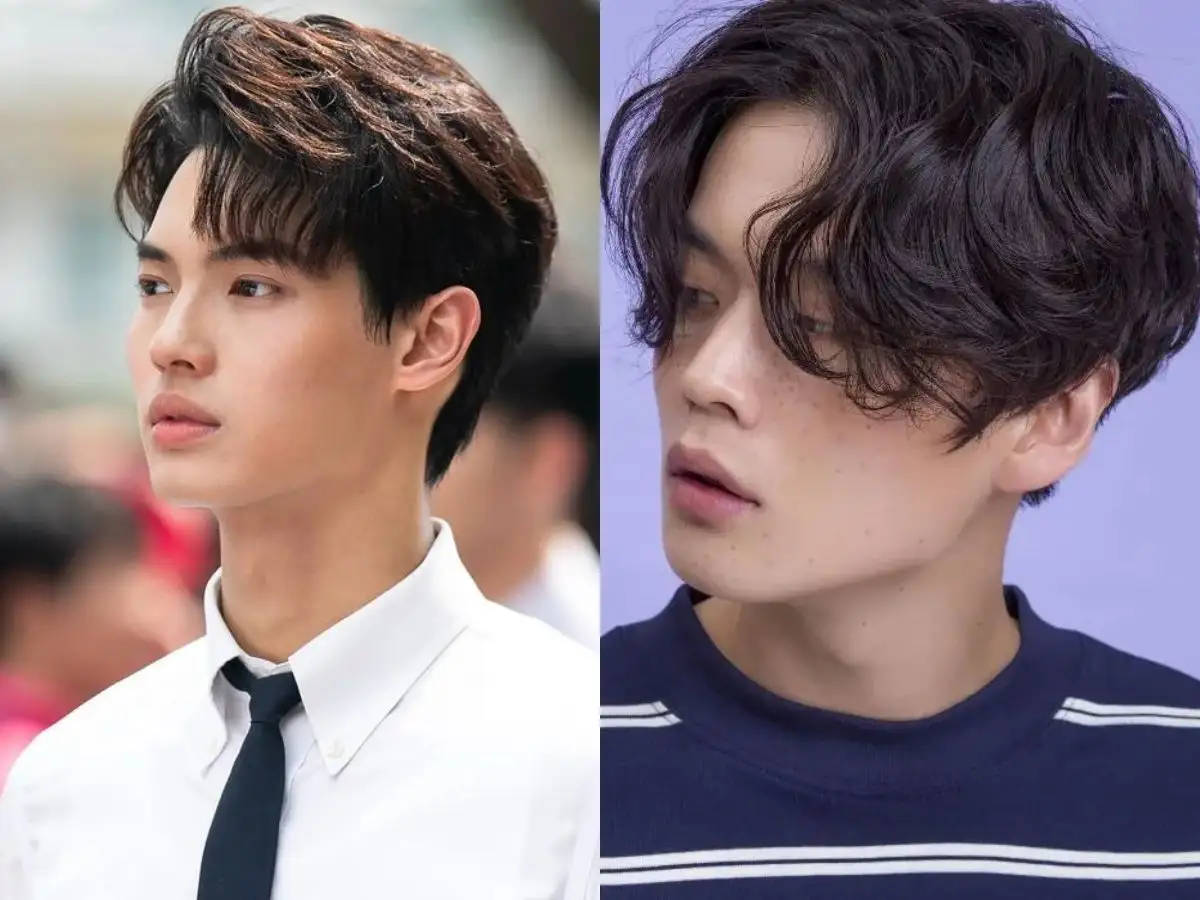 Kiểu tóc Two Block uốn nhẹ cho chàng mặt vuông
