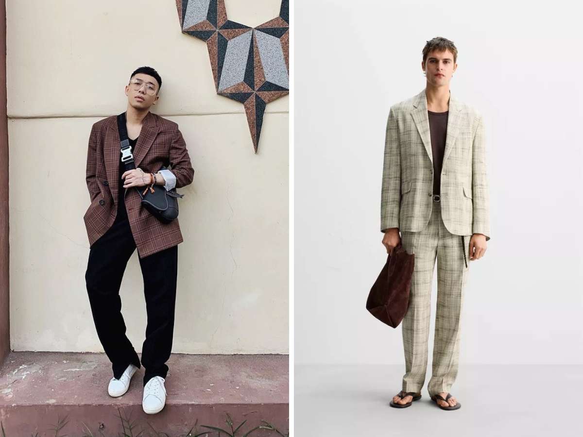 Blazer caro form rộng toát lên vẻ đẹp cá tính, phóng khoác 