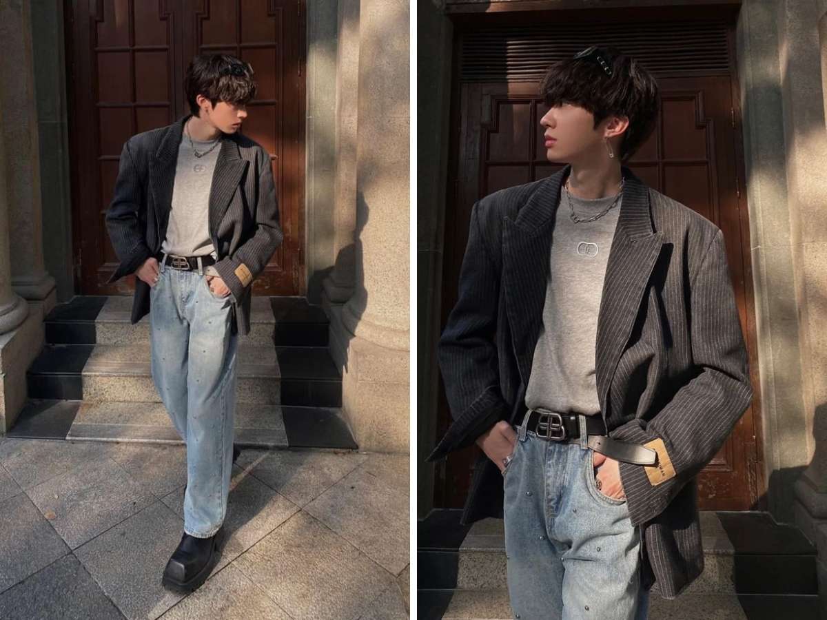 Các chàng trai nam mặc blazer caro với phong thái tự tin, hiện đại