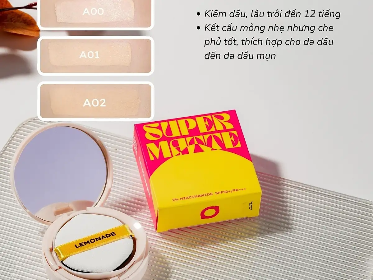 Lemonade Supermatte Cushion hiện có các tông màu phù hợp với làn da châu Á