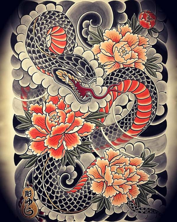 Hình xăm rắn Nhật cổ giúp thoát khỏi tai ương