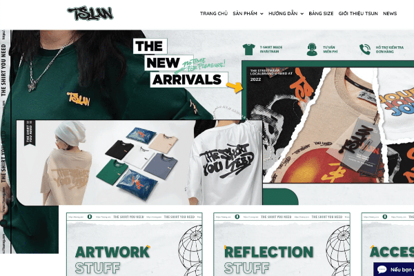 Website Tsunsg bán quần áo Local Brand