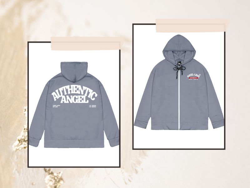 AUTHENTIC ANGEL ZIP HOODIE LIGHT GREY có thiết kế hiện đại và trẻ trung